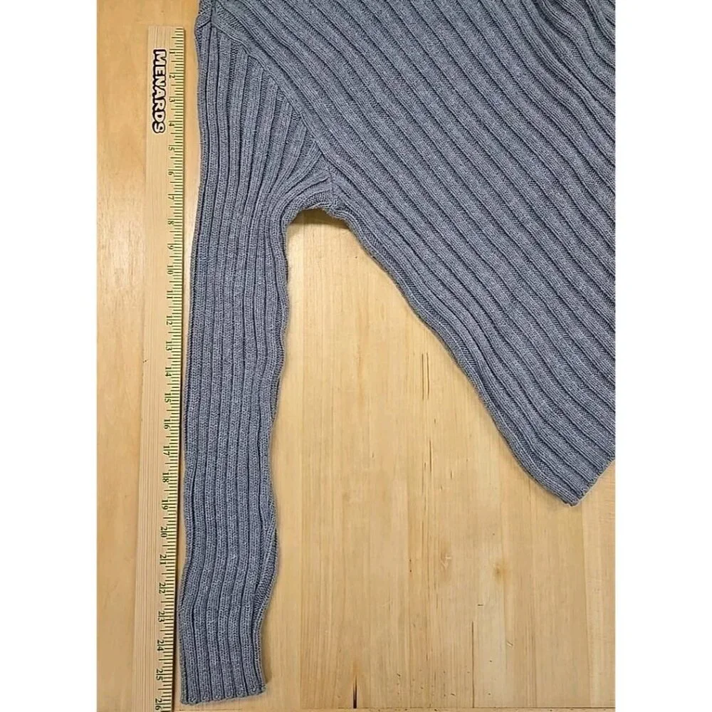VTG Abercrombie Fitch Sweater Mens Size Large Gray Fisherman Ribbed USA 90s Y2K - Picture 5 of 9